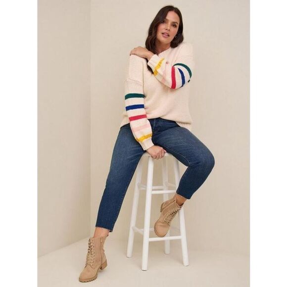 ✨Torrid Cotton Intarsia Pullover Balloon Sleeve Sz 0X Sweater✨ - Picture 2 of 9